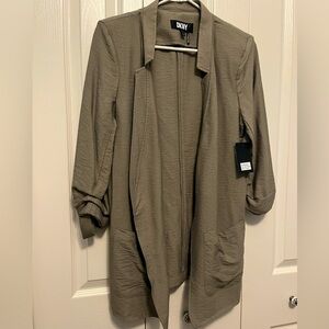 NWT!!! DKNY Women's Tan open front long Jacket size M